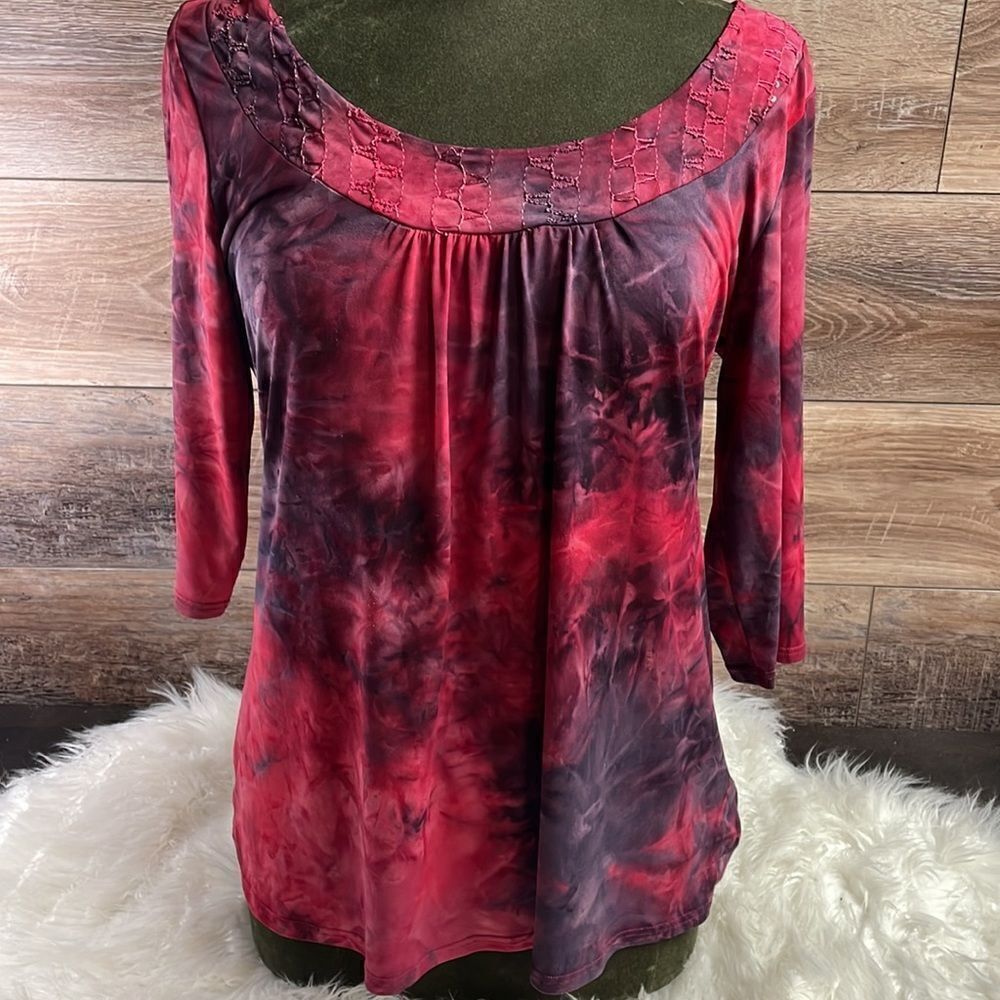 Bobbie Brooks Ladies Scoop Neck Top, Size 12-14, Red & Purple